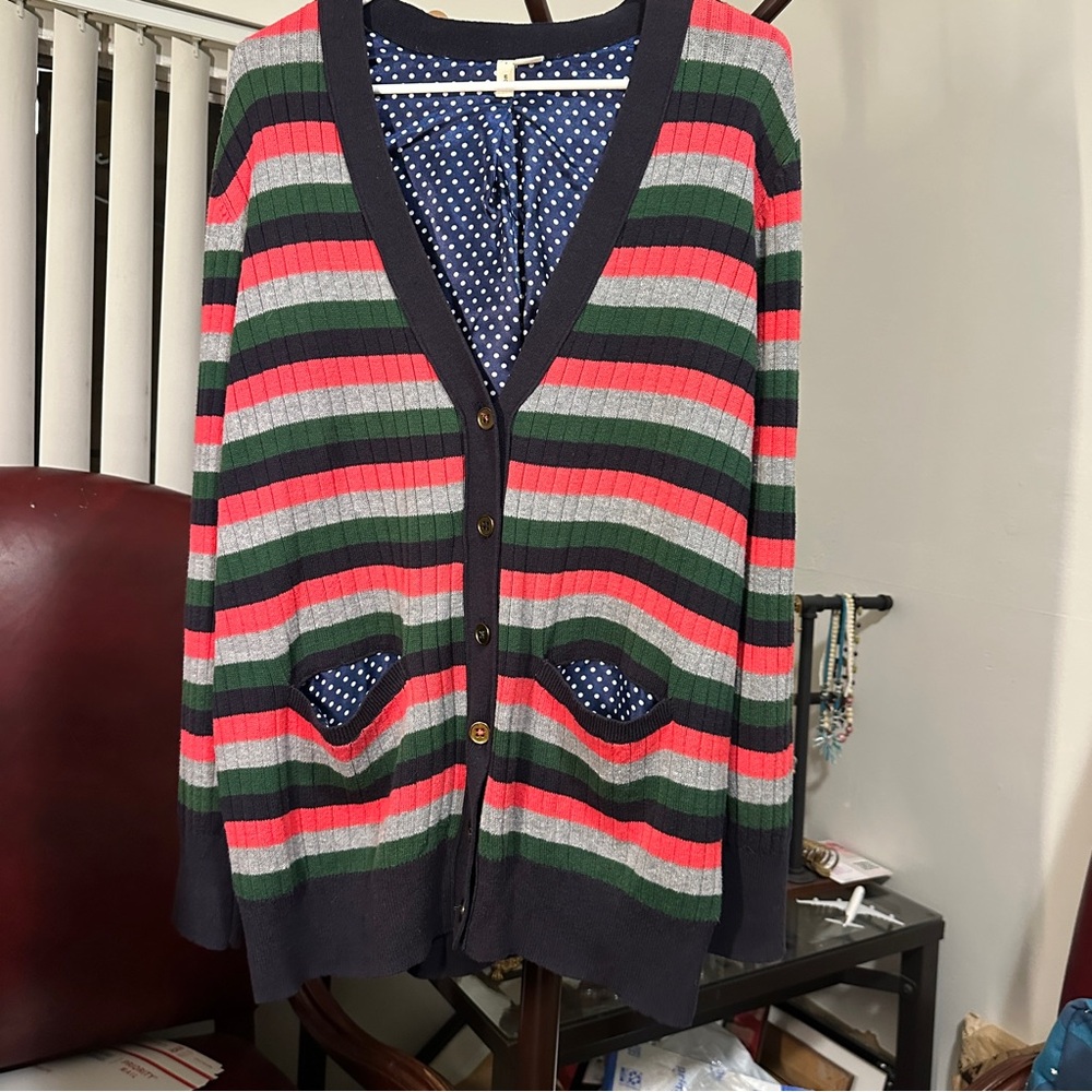 Anthropologie By Moth Womens Jamison Cardigan XL Multicolor Stripe Cotton